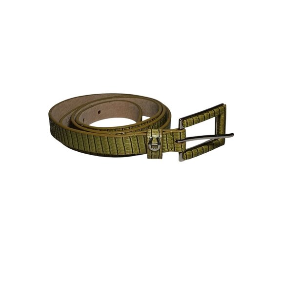 Etienne Aigner Signed Green Croco Leather Belt Designer Brand Adjustable Belt main image 5